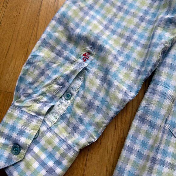 Robert Graham Size M Blue & Green Check Classic Fit Long Sleeve Button-Up Shirt - Picture 16 of 16